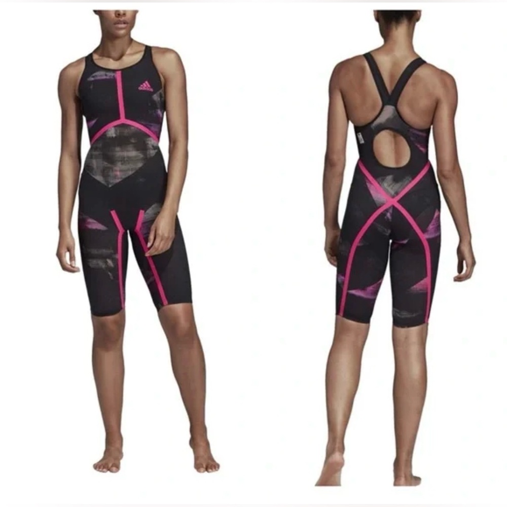 NWT Womens Adidas Adizero Open Back Freestyle Swimsuit, 28”, MSRP $469